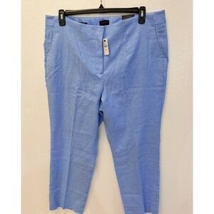 NWT Talbots Size 16W Petite Southampton Straight Leg Light Blue Linen Pants New‎